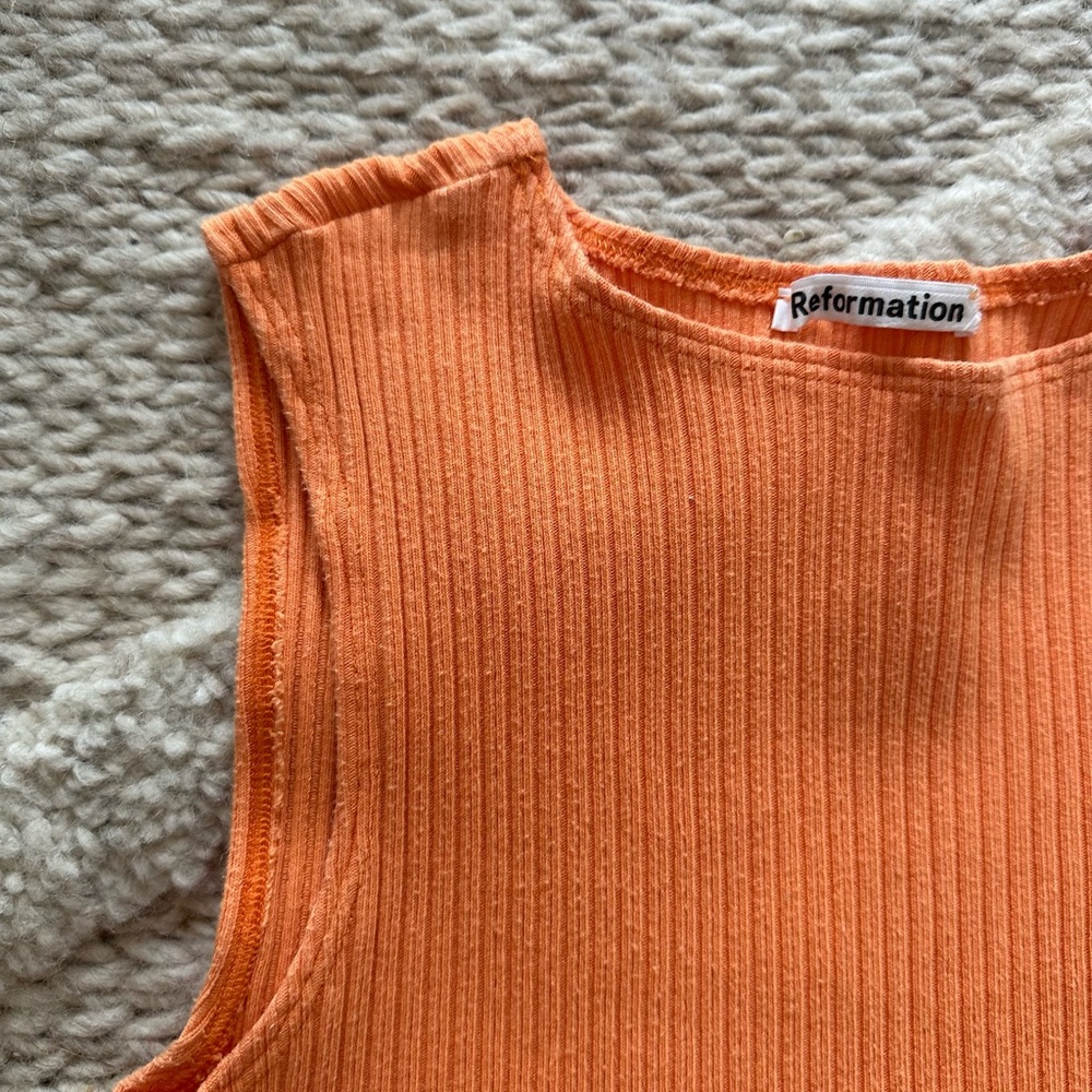 Reformation Orange Ribbed Tank and Skirt Set - Picture 2 of 5